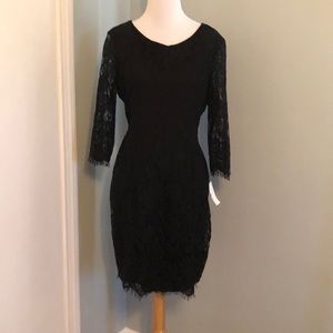 Black lace 3/4 sleeve dress